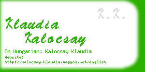 klaudia kalocsay business card